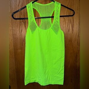 Neon Green Compression Mesh Back Women's Tank Top
